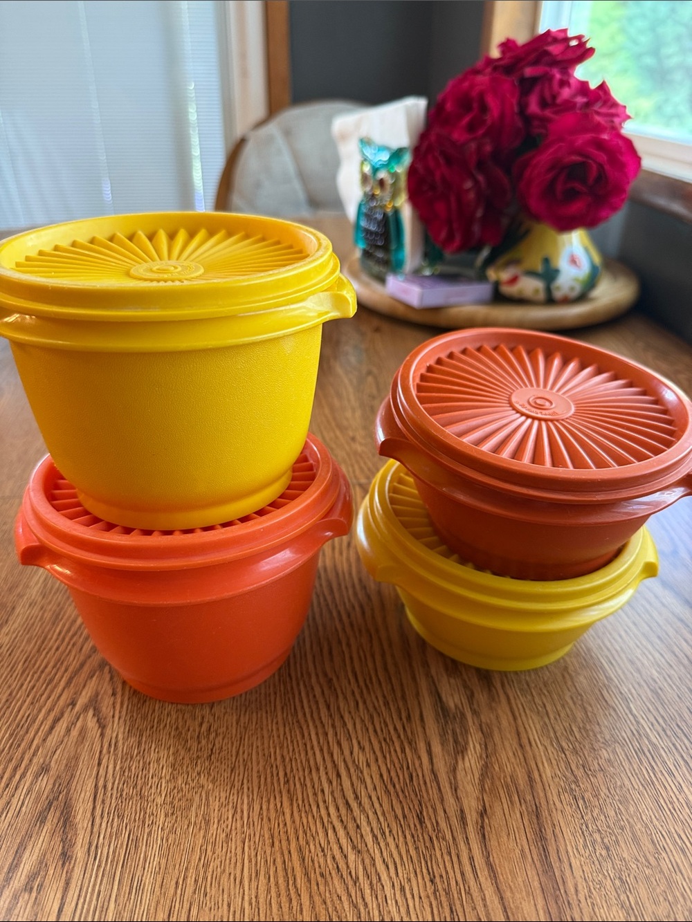 Vintage 70s Tupperware Harvest Colors Food Storage Bowls with Lids